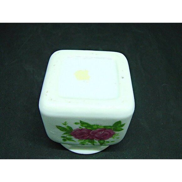 Vintage Hand Painted Floral Apothecary Trinket Ceramic Jar White Violet Flowers - Picture 6 of 10